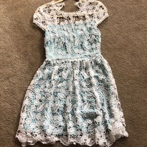 Mint dress with lace overlay